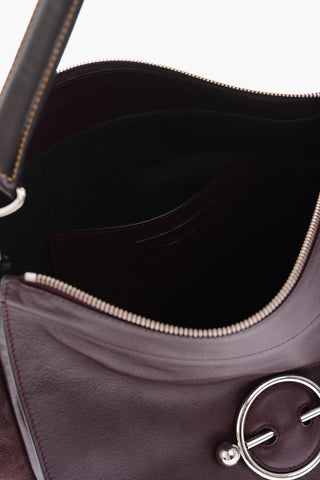 Suede Insert Leather DISC HOBO Shoulder Bag