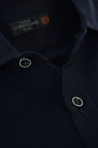 ID Embroidered Logo Hopsack Cotton Shirt