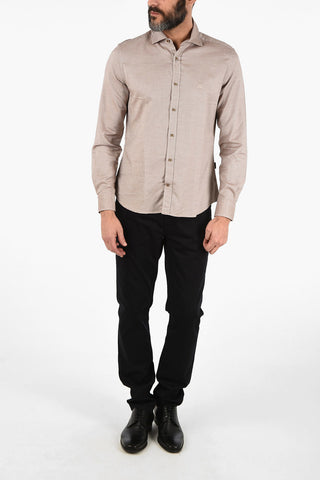 ID Embroidered Logo Hopsack Cotton Shirt