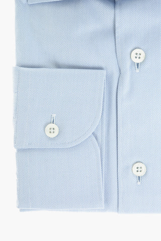 Standard Collar Herringbone Patterned Shirt