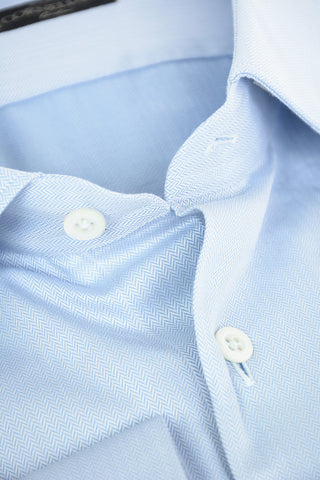Standard Collar Herringbone Patterned Shirt