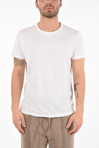 T-shirt girocollo in cotone a tinta unita