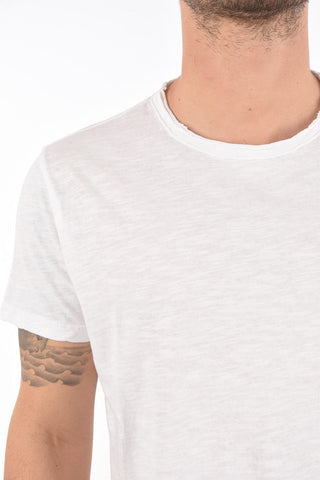 T-shirt girocollo in cotone a tinta unita