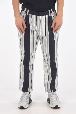 Double-pleated Barcode Striped Pants