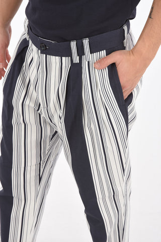 Double-pleated Barcode Striped Pants