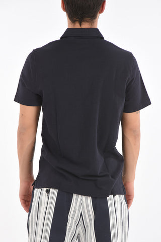 Zipped Neck Cotton Polo with Breast-pocket