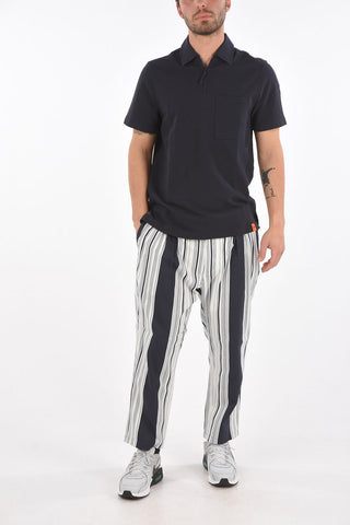 Zipped Neck Cotton Polo with Breast-pocket