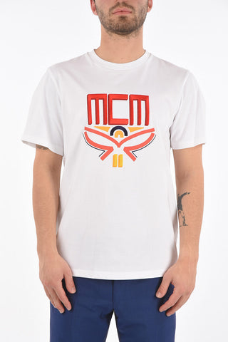 Crew Neck Embroidered Logo Cotton T-Shirt