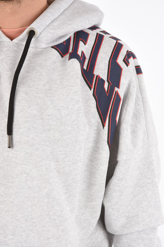 BROKEN OVER LOGO HOODY MELANGE GREY  RED MELANGE GREY  RED