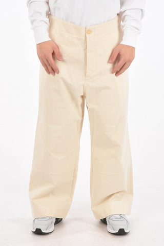 Pantaloni Wide Leg in cotone a 4 tasche con elastico in vita