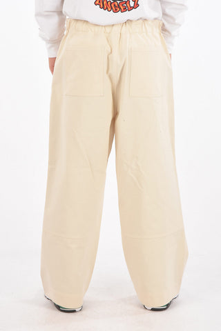 Pantaloni Wide Leg in cotone a 4 tasche con elastico in vita
