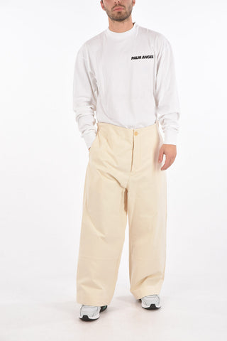 Pantaloni Wide Leg in cotone a 4 tasche con elastico in vita