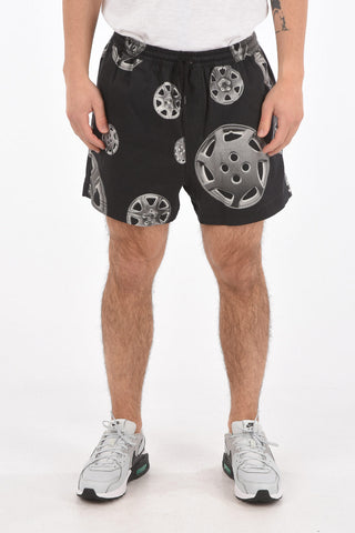 printed 3 pockets shorts with drawstring waist