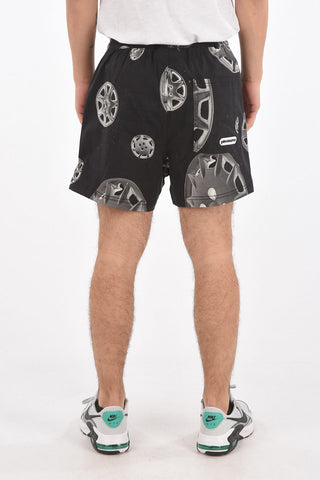 printed 3 pockets shorts with drawstring waist