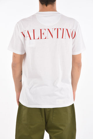 T-Shirt in Cotone con Taschino in Pizzo e Logo