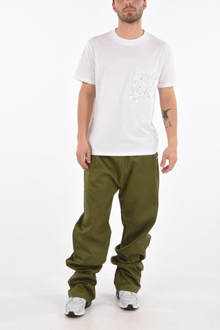 T-Shirt in Cotone con Taschino in Pizzo e Logo