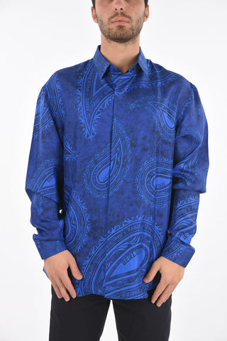 camicia disegno cashmere in seta collo italiano