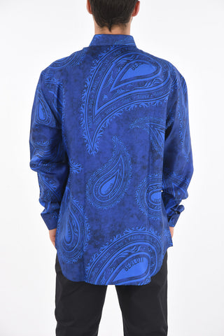 camicia disegno cashmere in seta collo italiano