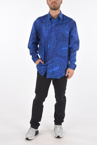camicia disegno cashmere in seta collo italiano