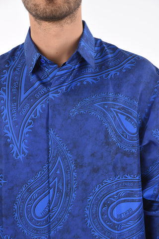 camicia disegno cashmere in seta collo italiano