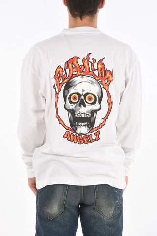 SKULL ON FIRE  TEE LS WHITE MULTICOLOR WHITE MULTICOLOR