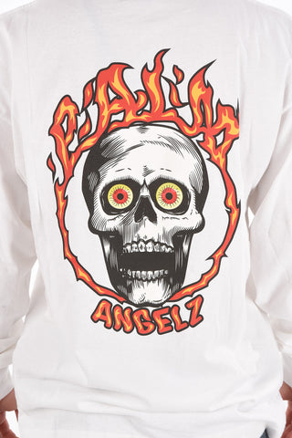 SKULL ON FIRE  TEE LS WHITE MULTICOLOR WHITE MULTICOLOR
