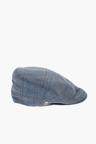 Wool Silk Flax Blend Bunnet Hat with Windowpane Pattern