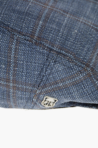 Wool Silk Flax Blend Bunnet Hat with Windowpane Pattern