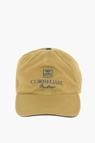 Hopsack Patterned Cap with Embroidered Logo Lettering