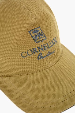 Hopsack Patterned Cap with Embroidered Logo Lettering