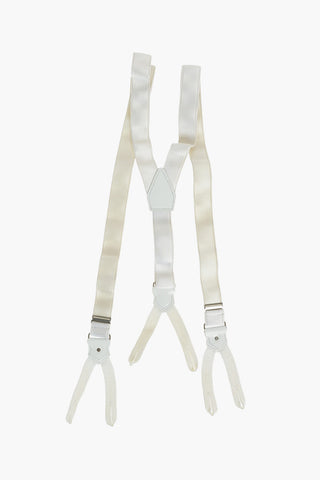 CERIMONIA Leather Detail Fabric Susperders