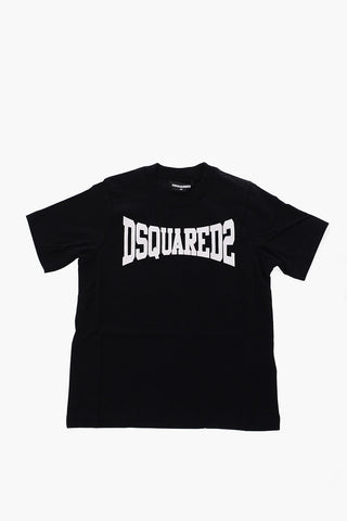 solid color SLOUCH FIT crew-neck t-shirt with logo-print