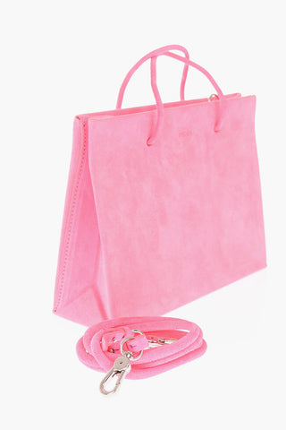 Borsa Doppio Manico in Suede con Tracolla Removibile