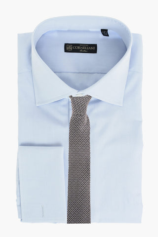 Camicia in Popline di Cotone con Polsini Doppi