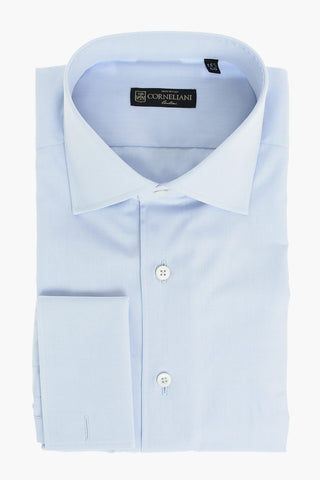 Camicia in Popline di Cotone con Polsini Doppi