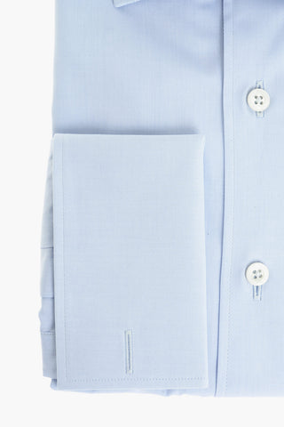 Camicia in Popline di Cotone con Polsini Doppi