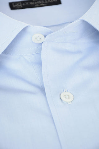Camicia in Popline di Cotone con Polsini Doppi