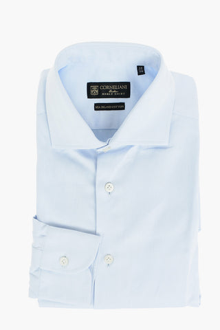 SEA ISLAND Cotton NOBLE Shirt with Herringbone Pattern