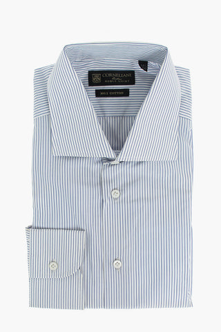 NOBLE SHIRT Camicia Gessata 300/2 COTTON con Collo Francese