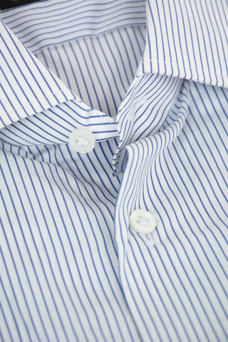 NOBLE SHIRT Camicia Gessata 300/2 COTTON con Collo Francese