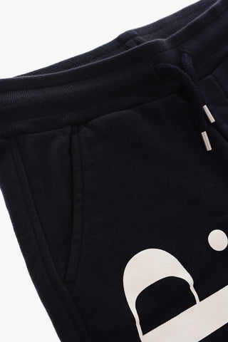 contrasting logo printed sweat shorts