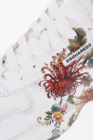 Floral Patterned Leather D24 Sneakers with Lettering Logo