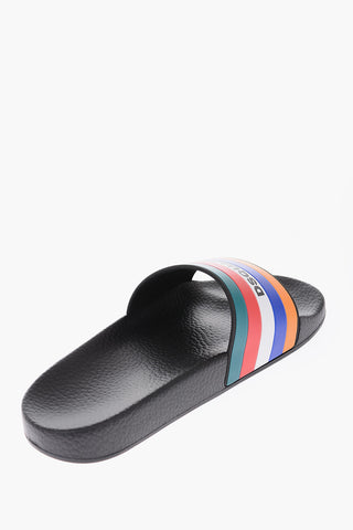 Rubber Logoed DUNE Slides with Multicolor Stripes