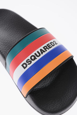 Rubber Logoed DUNE Slides with Multicolor Stripes