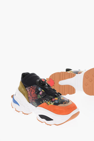 Floral Patterned Leather THE ROLLING GIANT Sneakers with Technical Fastener