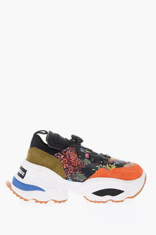 Floral Patterned Leather THE ROLLING GIANT Sneakers with Technical Fastener