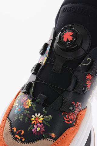 Floral Patterned Leather THE ROLLING GIANT Sneakers with Technical Fastener