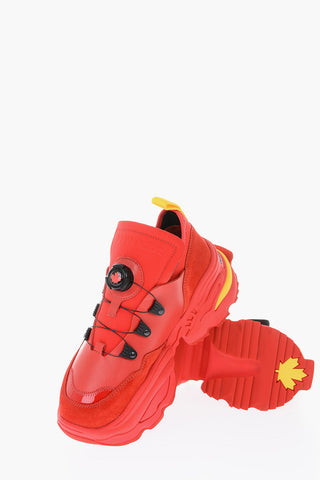 Leather and Fabric THE ROLLING GIANT Sneakers with Technical Fastening