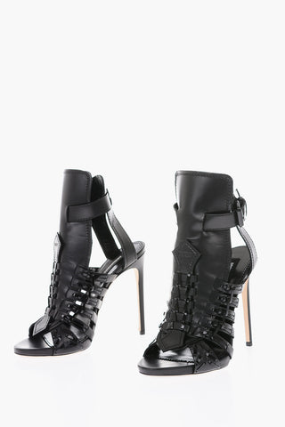 Leather TWINS BRAID Sandals with Patent Braided Details 12cm