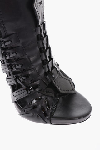 Leather TWINS BRAID Sandals with Patent Braided Details 12cm